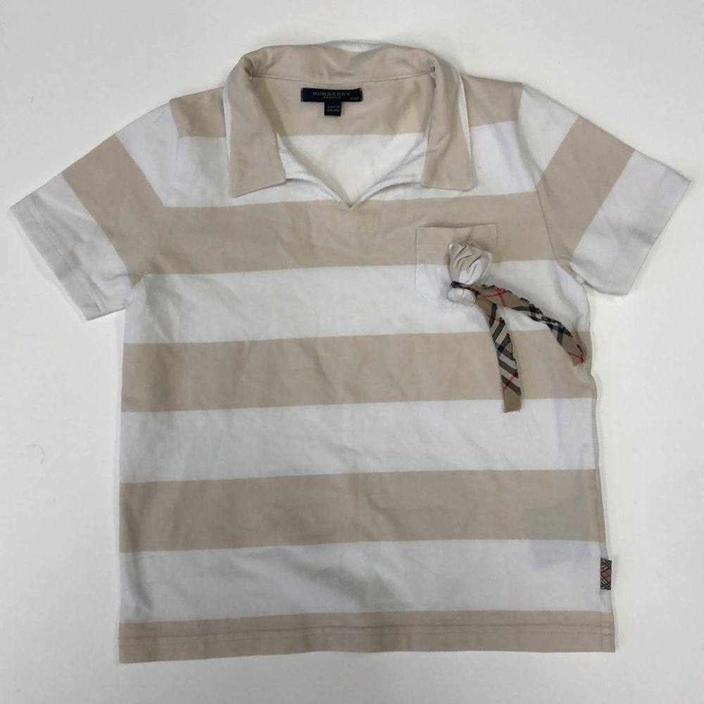 Burberry Girls Tan White Collared Check Blouse Shirt Size 8